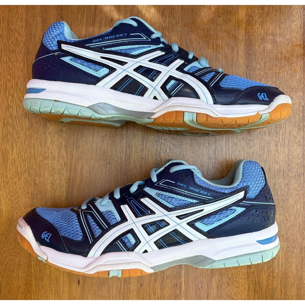 ASICS Gel-Rocket B455N Women’s 9.5 Blue Navy Volleyball Court Shoes Gum Sole - Picture 7 of 9